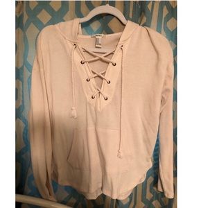 Forever 21 cream lace up hoodie